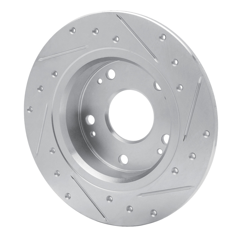 Acura TSX Brake Rotor (1) - Rear Left - R1 Concepts - Drilled & Slotted - Silver - `03-`08